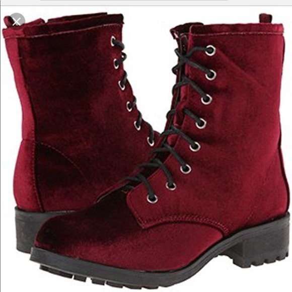 Charles Albert Shoes - Charles Albert lace up combat boots velvet